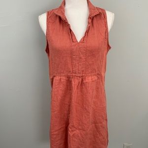 Terzo millennio orange linen dress with pockets